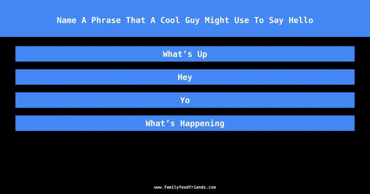 Name A Phrase That A Cool Guy Might Use To Say Hello answer