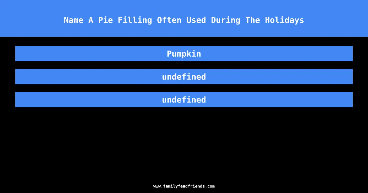 Name A Pie Filling Often Used During The Holidays answer