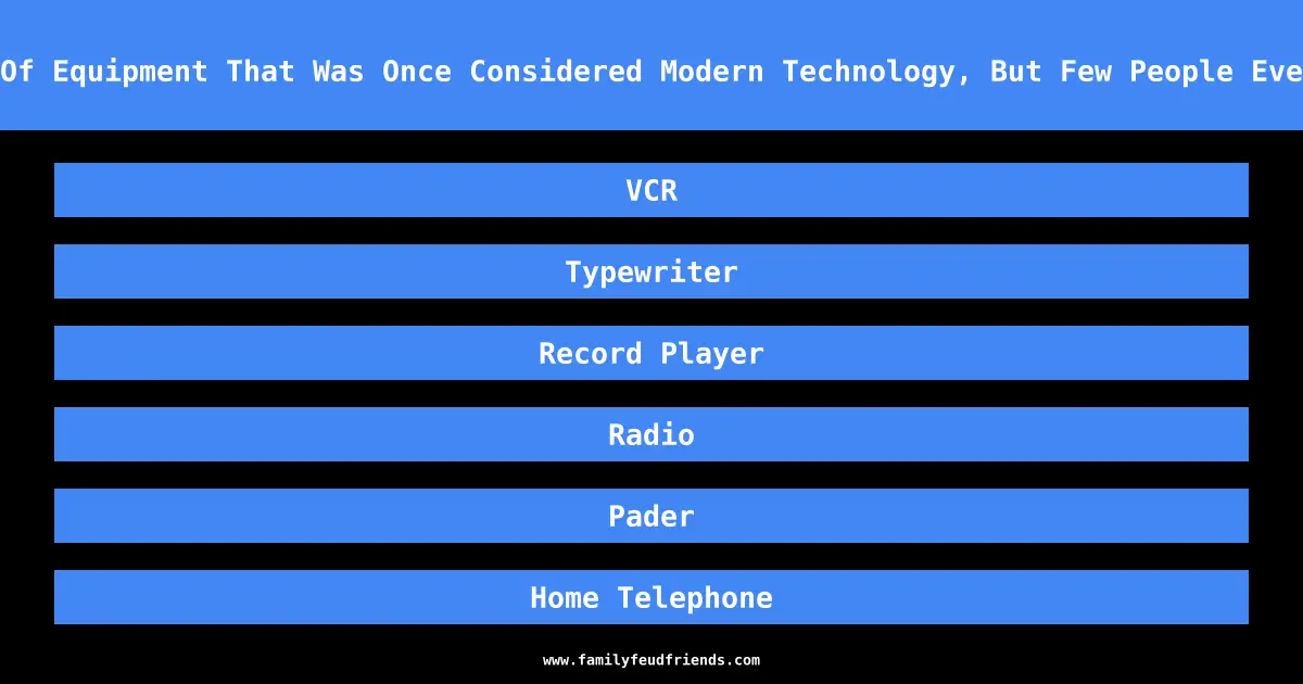 Name A Piece Of Equipment That Was Once Considered Modern Technology, But Few People Even Own Anymore answer