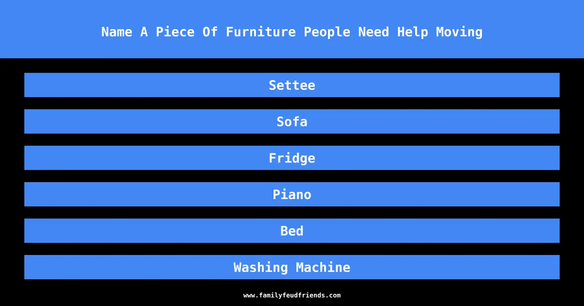 Name A Piece Of Furniture People Need Help Moving answer