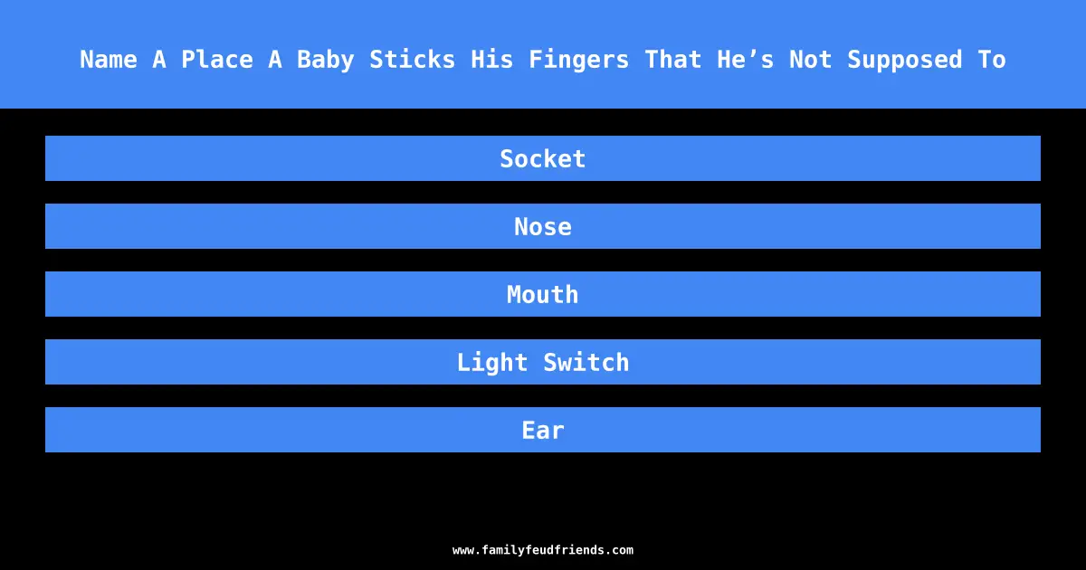 Name A Place A Baby Sticks His Fingers That He’s Not Supposed To answer