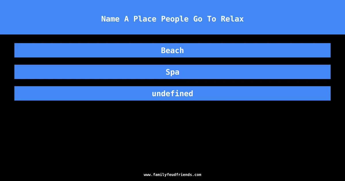 Name A Place People Go To Relax answer