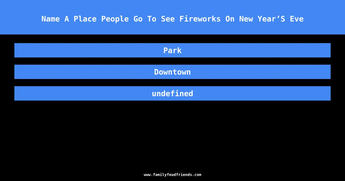 Name A Place People Go To See Fireworks On New Year’S Eve answer