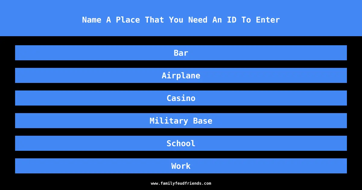 Name A Place That You Need An ID To Enter answer