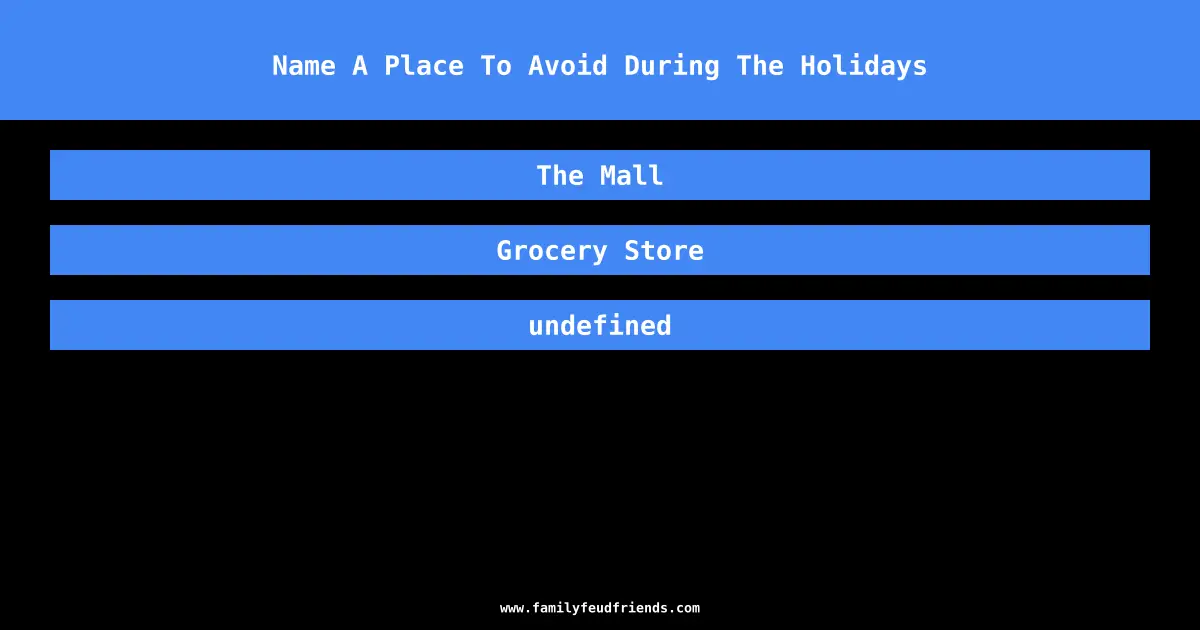 Name A Place To Avoid During The Holidays answer