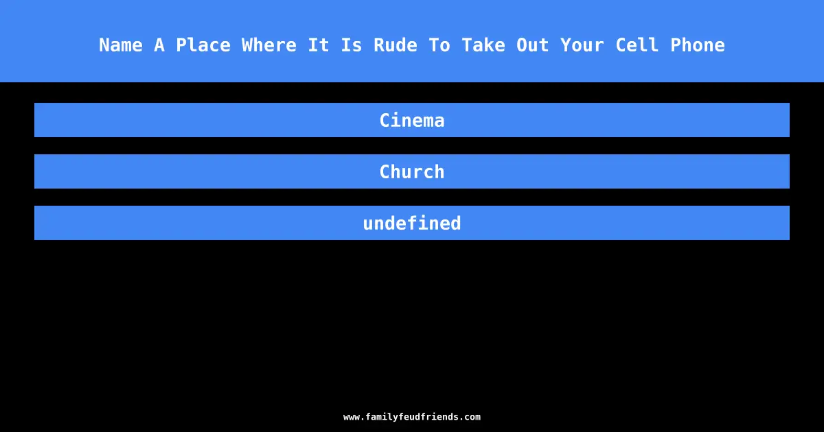Name A Place Where It Is Rude To Take Out Your Cell Phone answer
