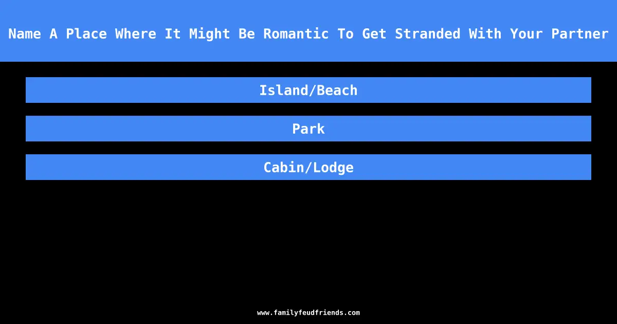 Name A Place Where It Might Be Romantic To Get Stranded With Your Partner answer