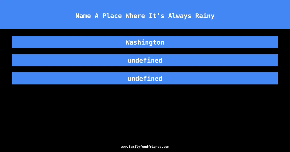 Name A Place Where It’s Always Rainy answer