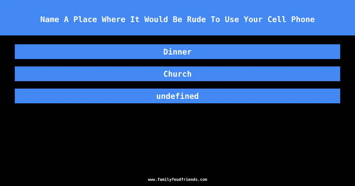 Name A Place Where It Would Be Rude To Use Your Cell Phone answer