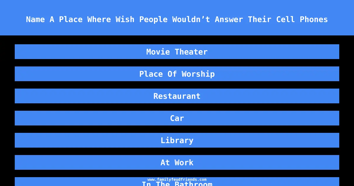 Name A Place Where Wish People Wouldn’t Answer Their Cell Phones answer