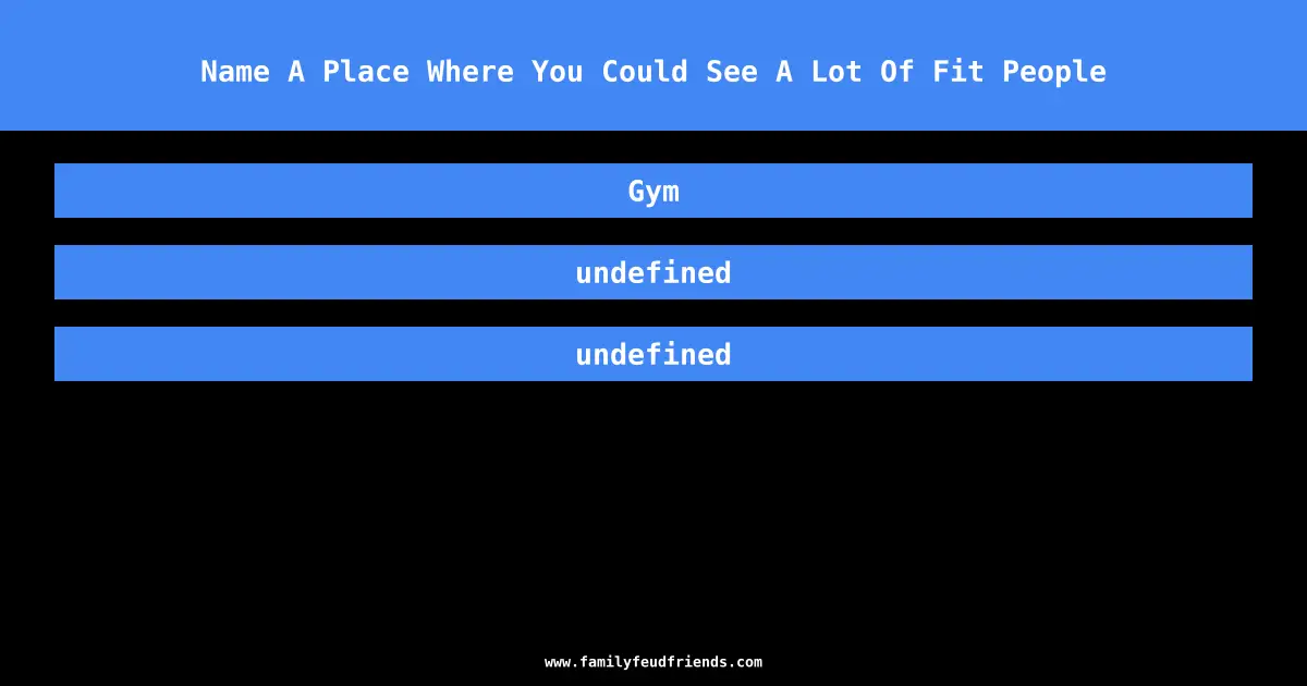 Name A Place Where You Could See A Lot Of Fit People answer