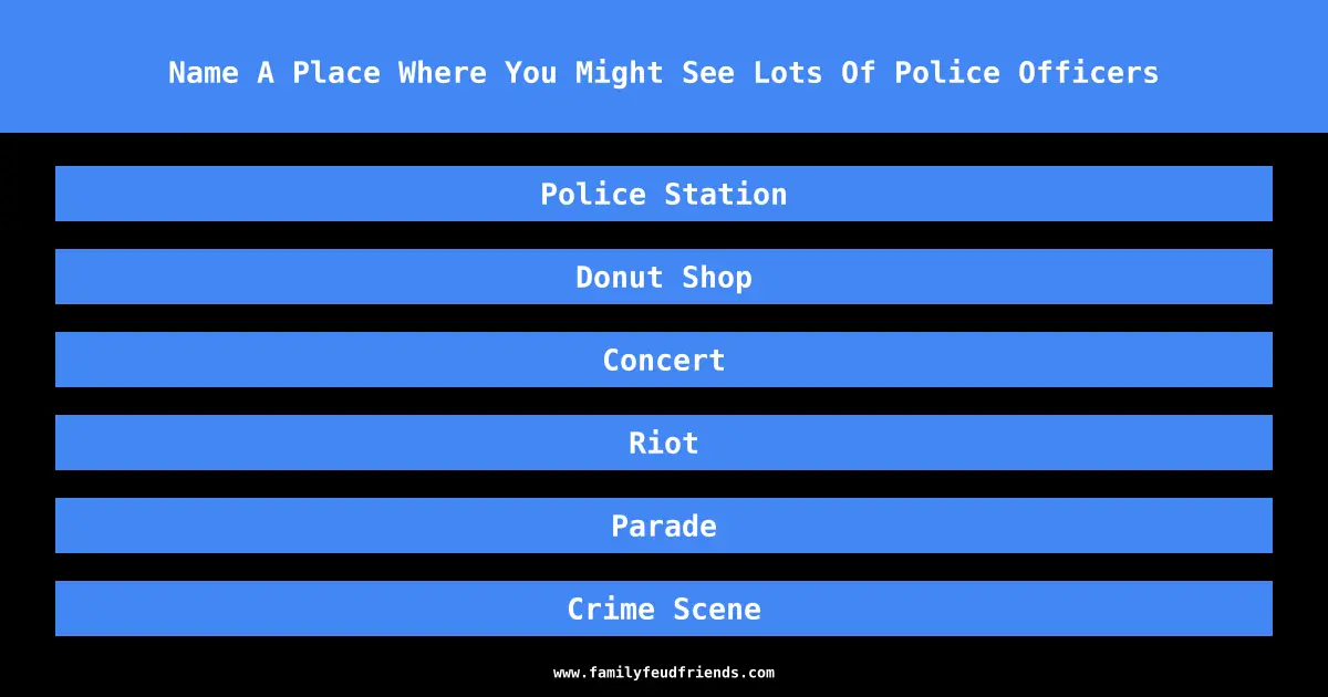 Name A Place Where You Might See Lots Of Police Officers answer