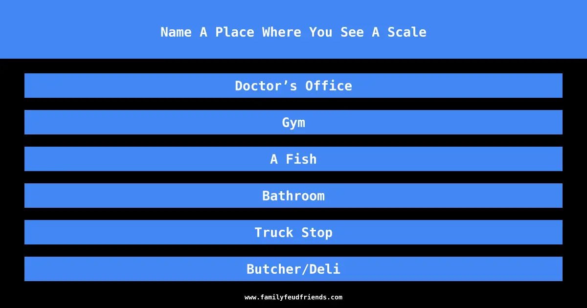 Name A Place Where You See A Scale answer