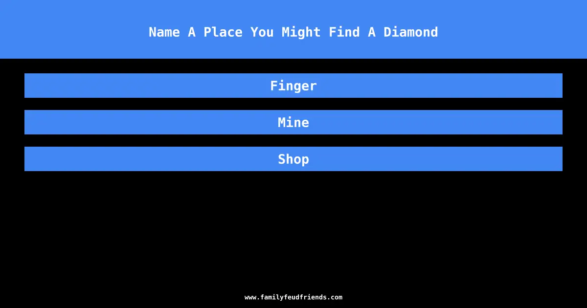 Name A Place You Might Find A Diamond answer
