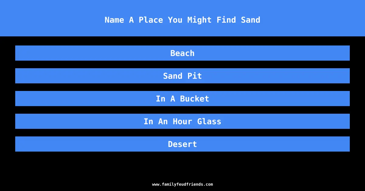Name A Place You Might Find Sand answer