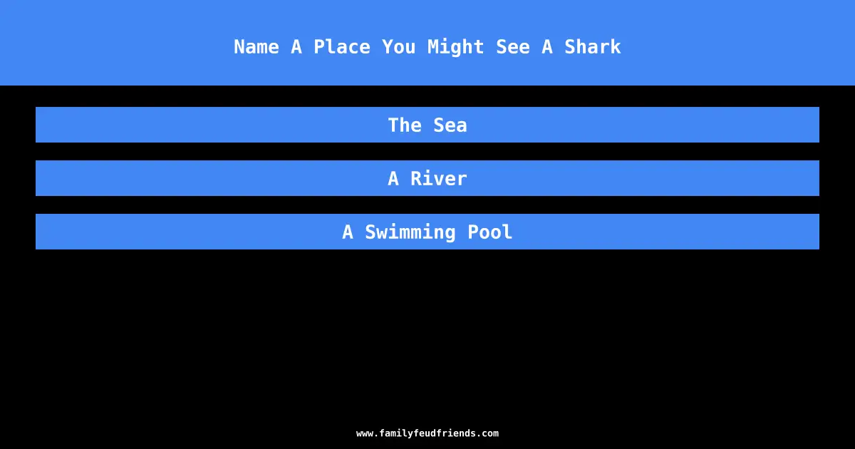 Name A Place You Might See A Shark answer