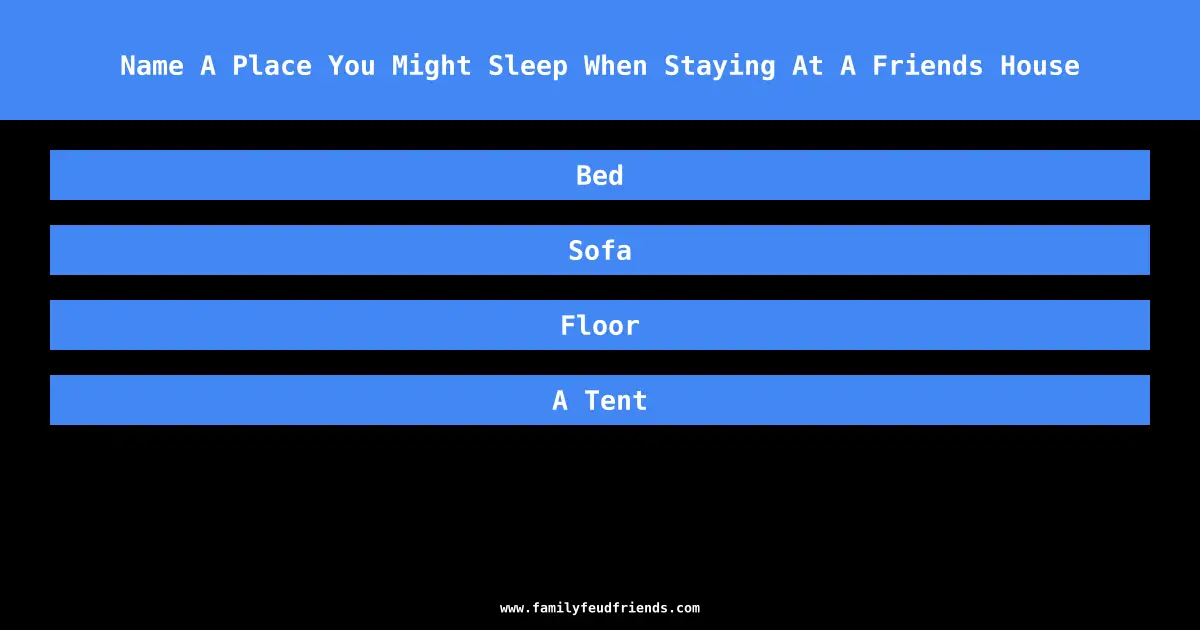 Name A Place You Might Sleep When Staying At A Friends House answer