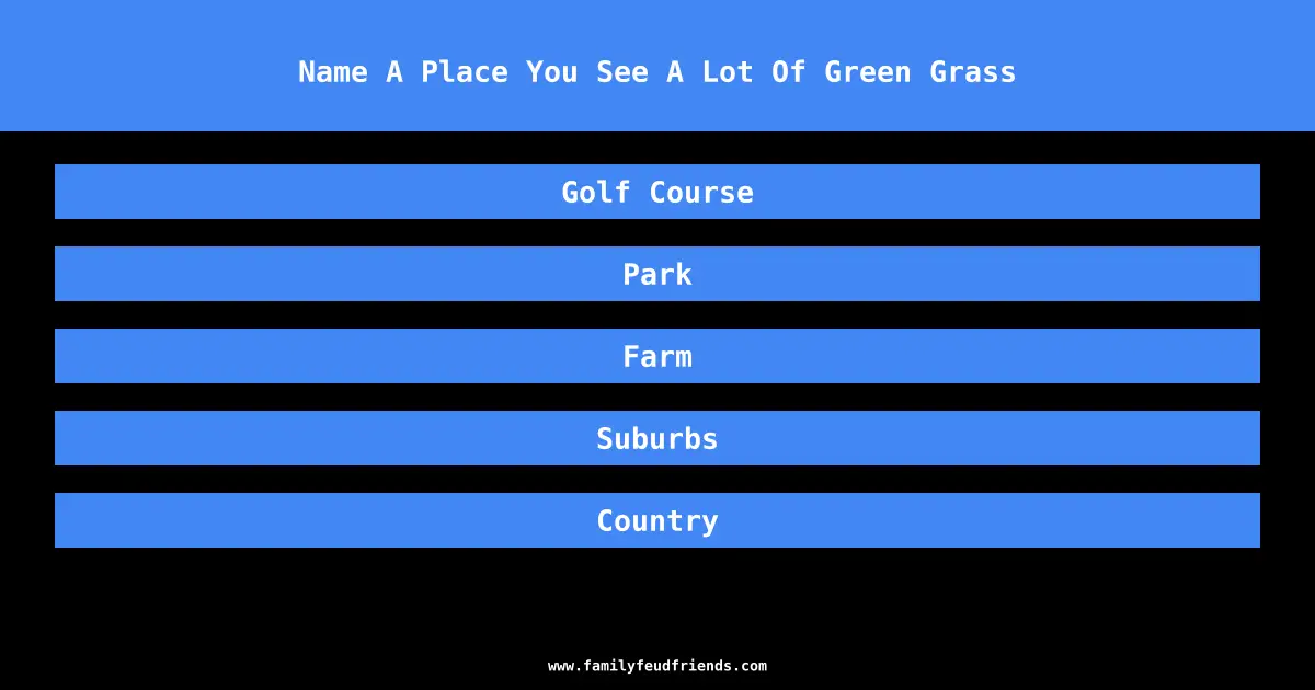 Name A Place You See A Lot Of Green Grass answer