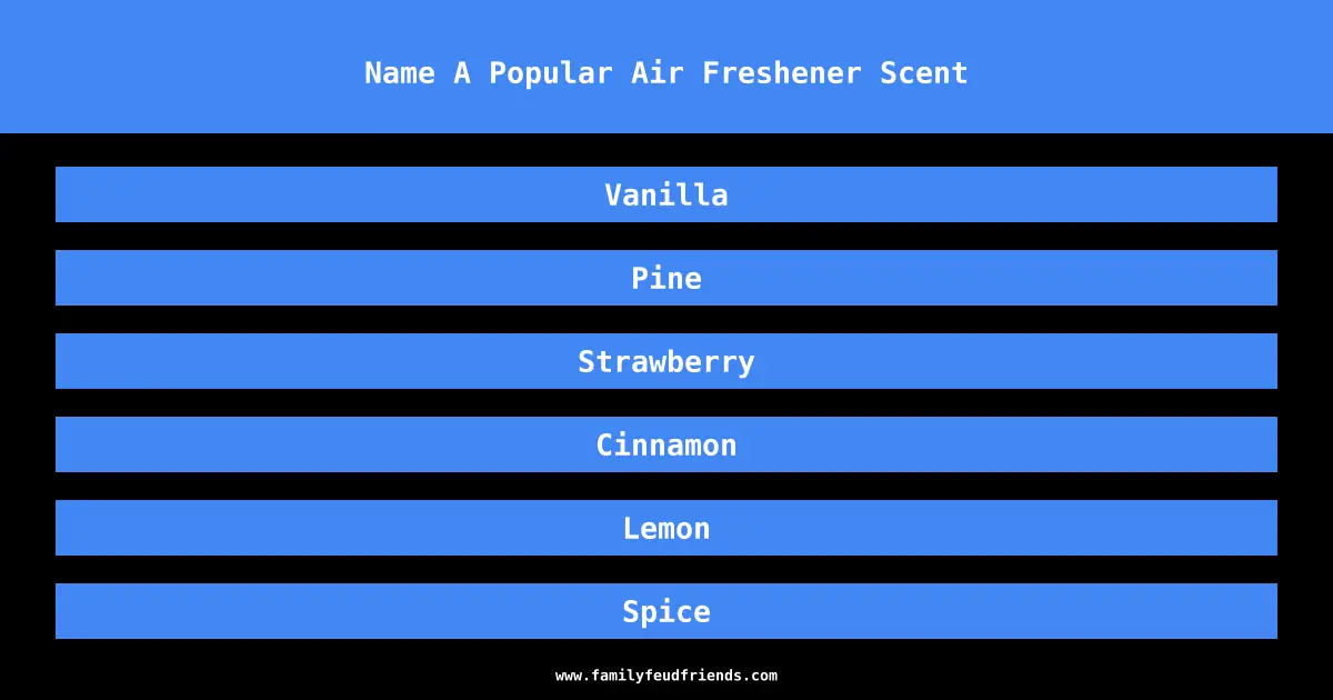Name A Popular Air Freshener Scent answer