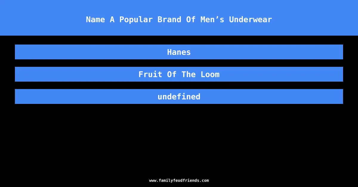 Name A Popular Brand Of Men’s Underwear answer