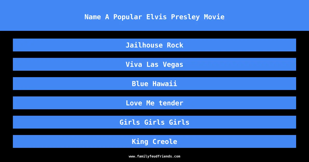 Name A Popular Elvis Presley Movie answer