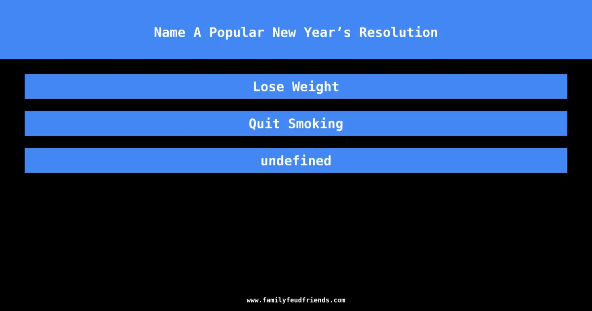 Name A Popular New Year’s Resolution answer