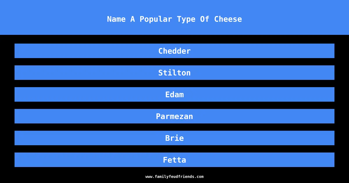 Name A Popular Type Of Cheese answer