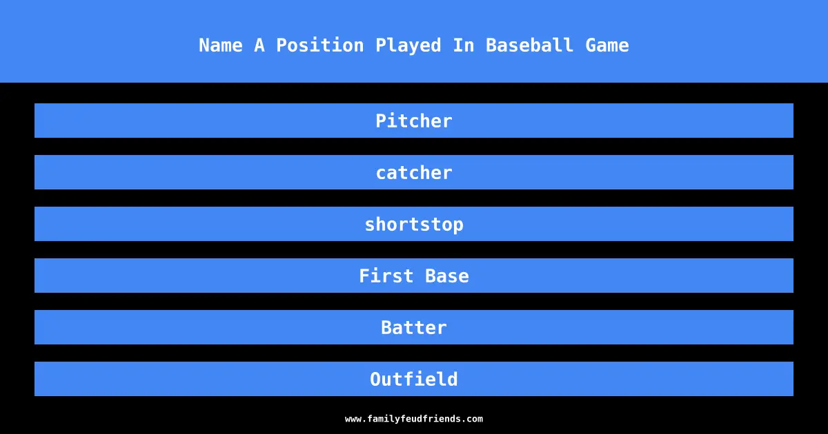 Name A Position Played In Baseball Game answer