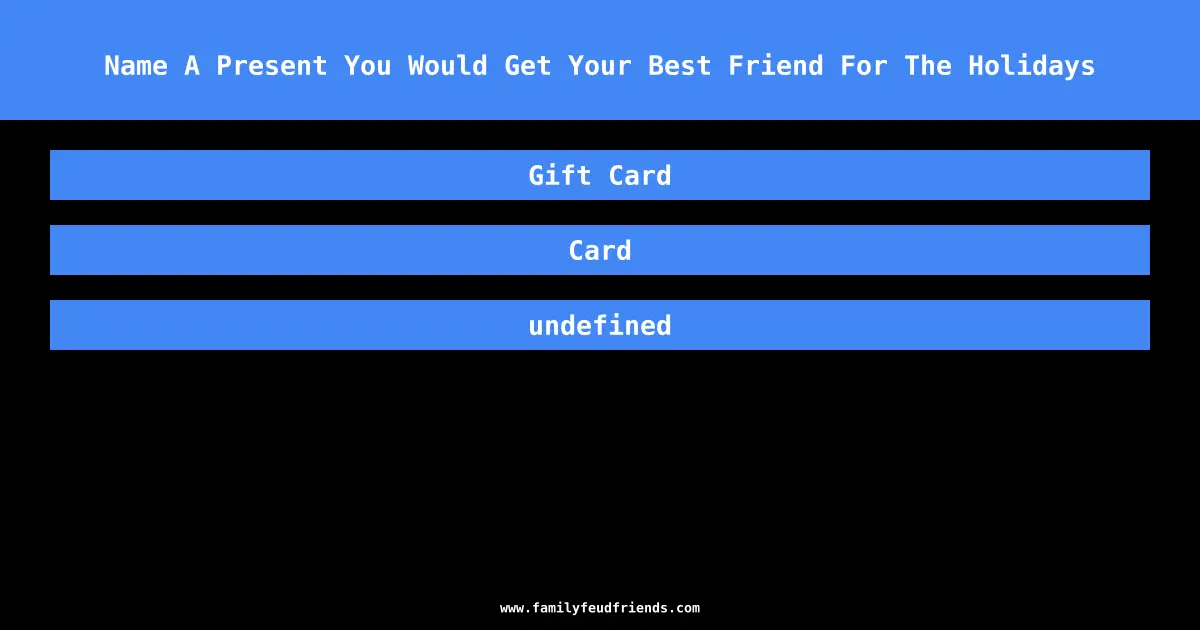 Name A Present You Would Get Your Best Friend For The Holidays answer
