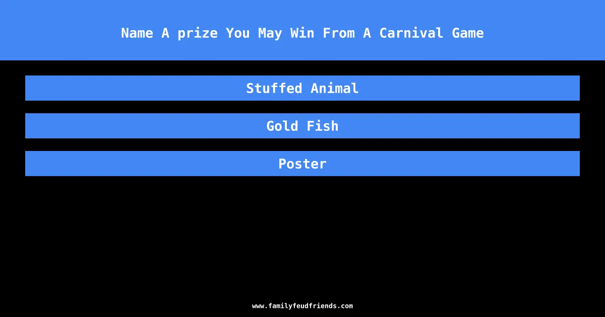 Name A prize You May Win From A Carnival Game answer