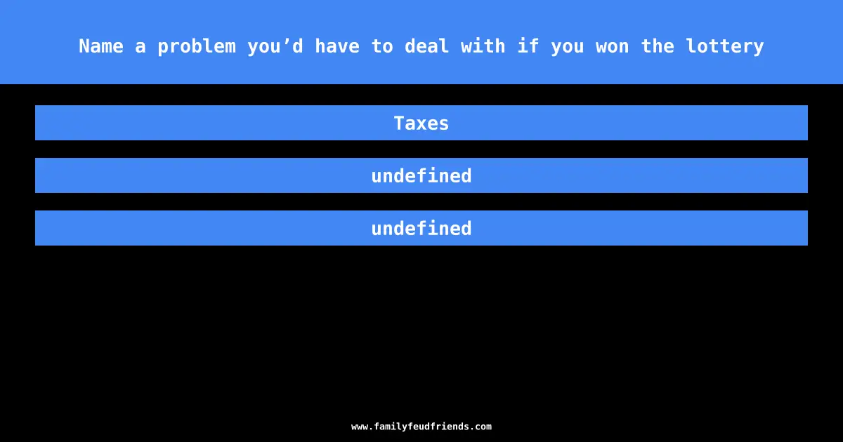 Name a problem you’d have to deal with if you won the lottery answer