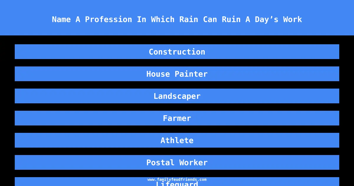 Name A Profession In Which Rain Can Ruin A Day’s Work answer