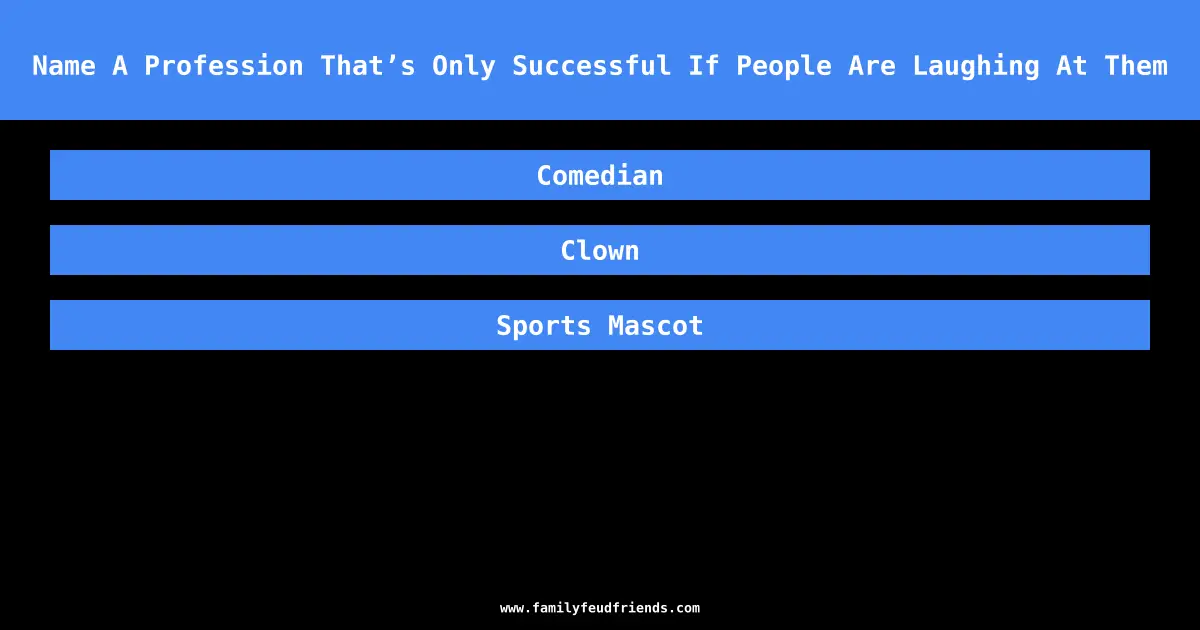 Name A Profession That’s Only Successful If People Are Laughing At Them answer