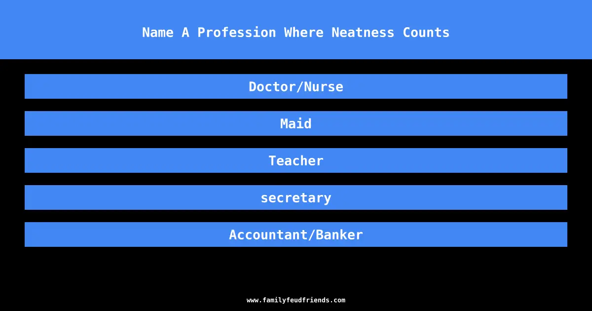 Name A Profession Where Neatness Counts answer