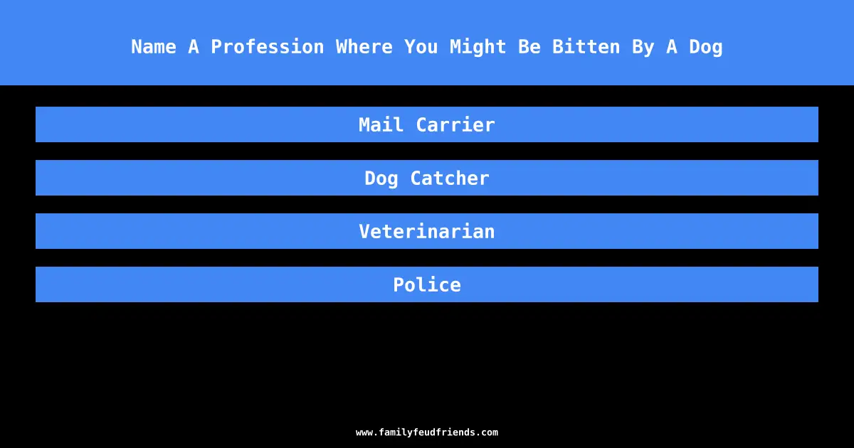 Name A Profession Where You Might Be Bitten By A Dog answer