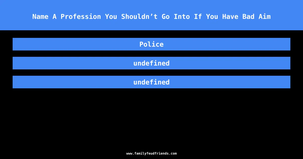Name A Profession You Shouldn’t Go Into If You Have Bad Aim answer