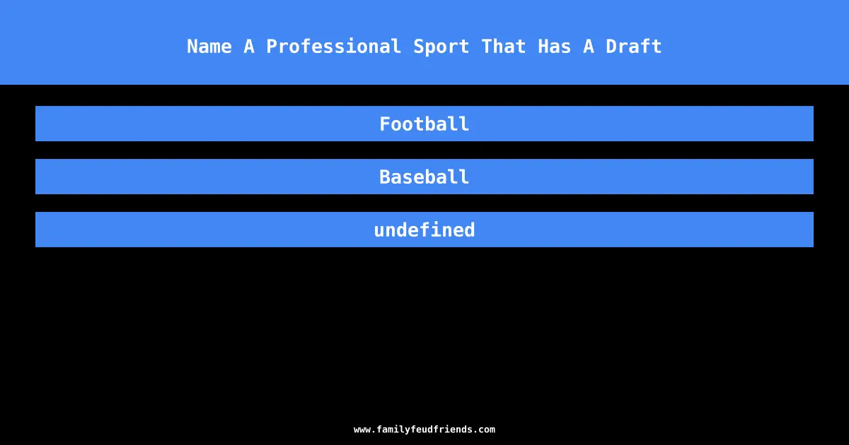 Name A Professional Sport That Has A Draft answer
