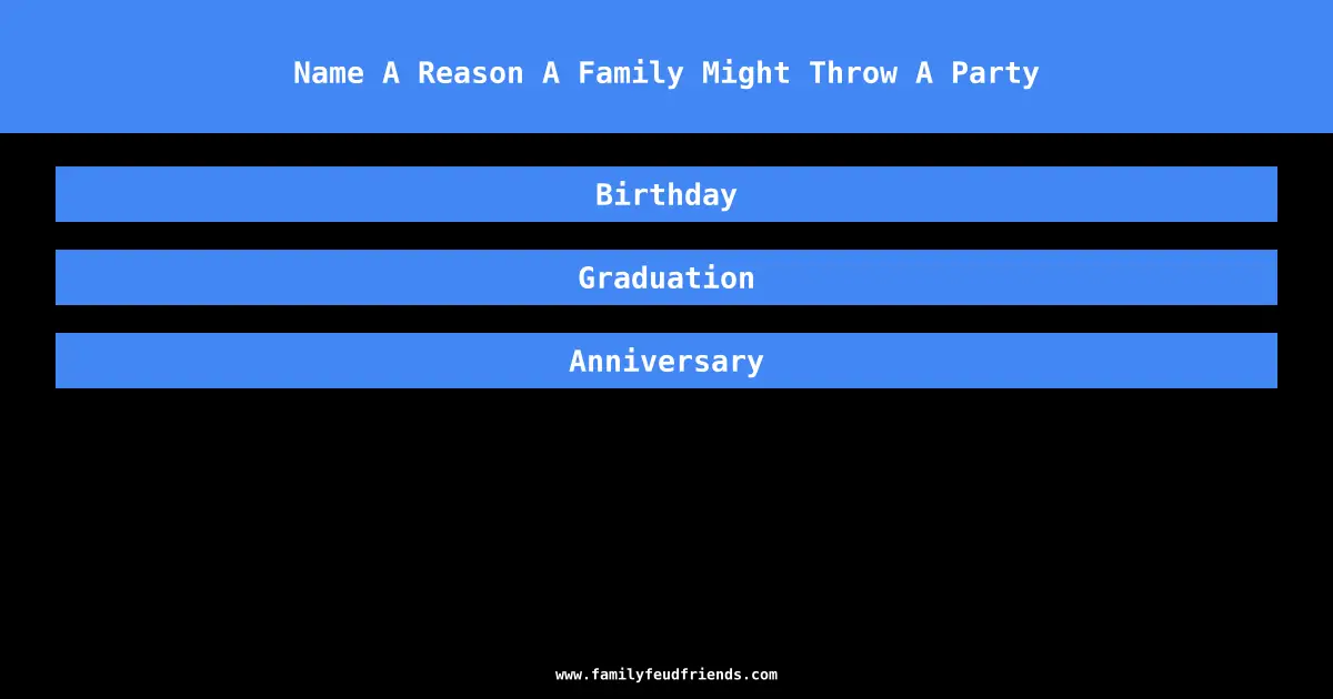 Name A Reason A Family Might Throw A Party answer
