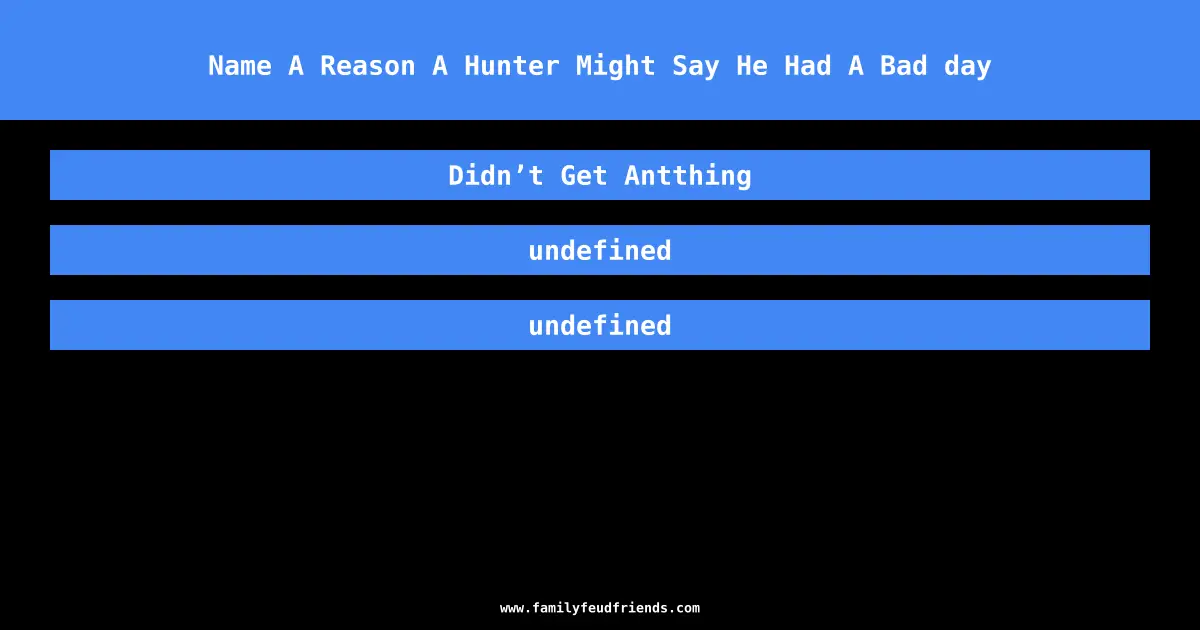 Name A Reason A Hunter Might Say He Had A Bad day answer