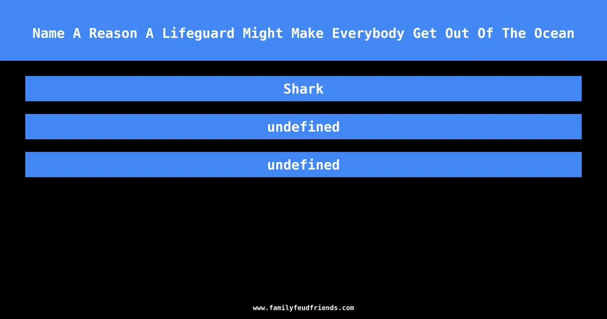 Name A Reason A Lifeguard Might Make Everybody Get Out Of The Ocean answer