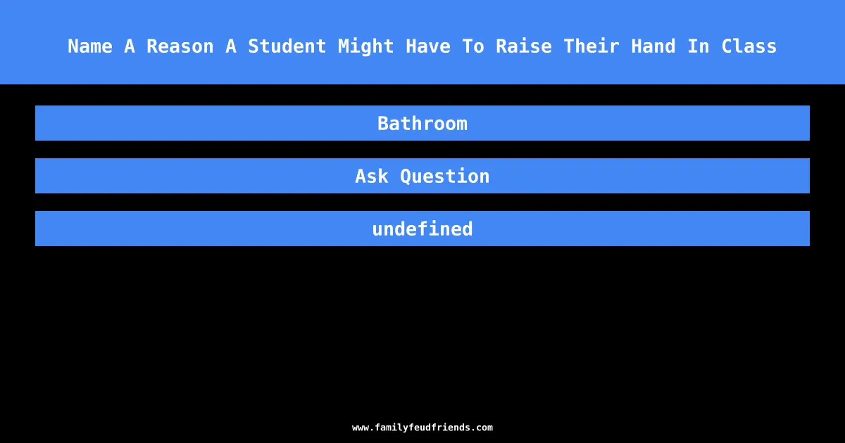 Name A Reason A Student Might Have To Raise Their Hand In Class answer