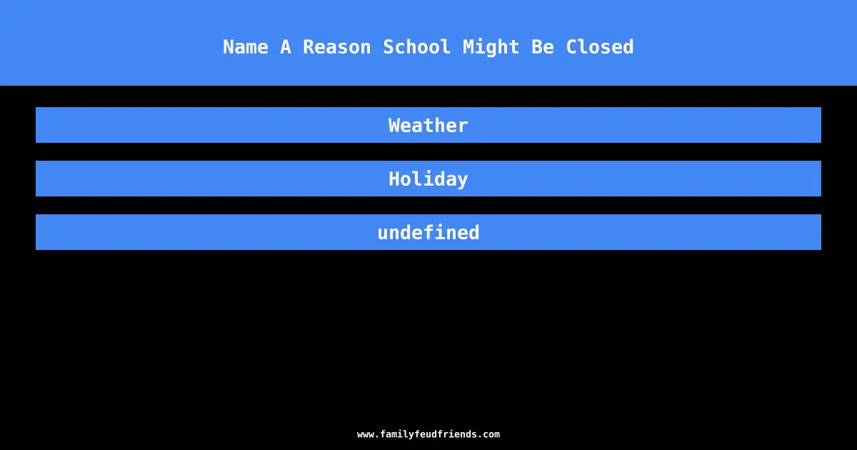 Name A Reason School Might Be Closed answer