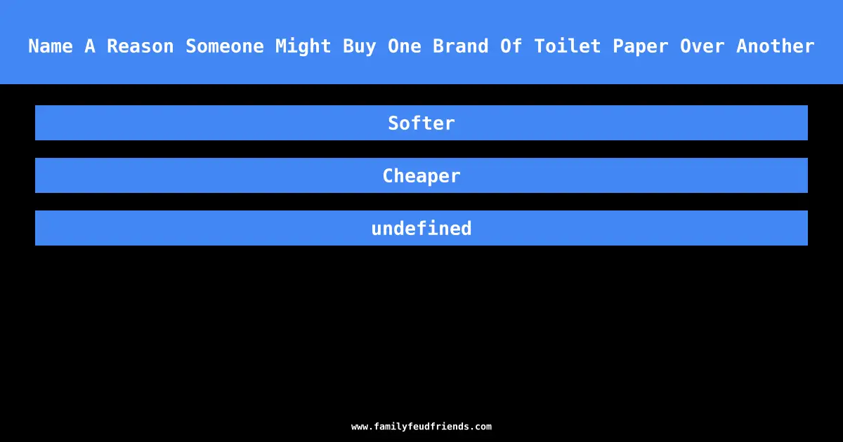 Name A Reason Someone Might Buy One Brand Of Toilet Paper Over Another answer