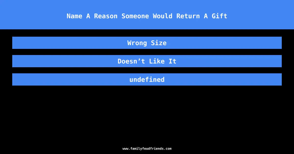 Name A Reason Someone Would Return A Gift answer