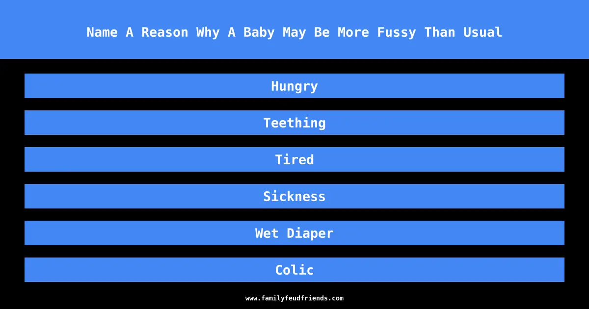 Name A Reason Why A Baby May Be More Fussy Than Usual answer