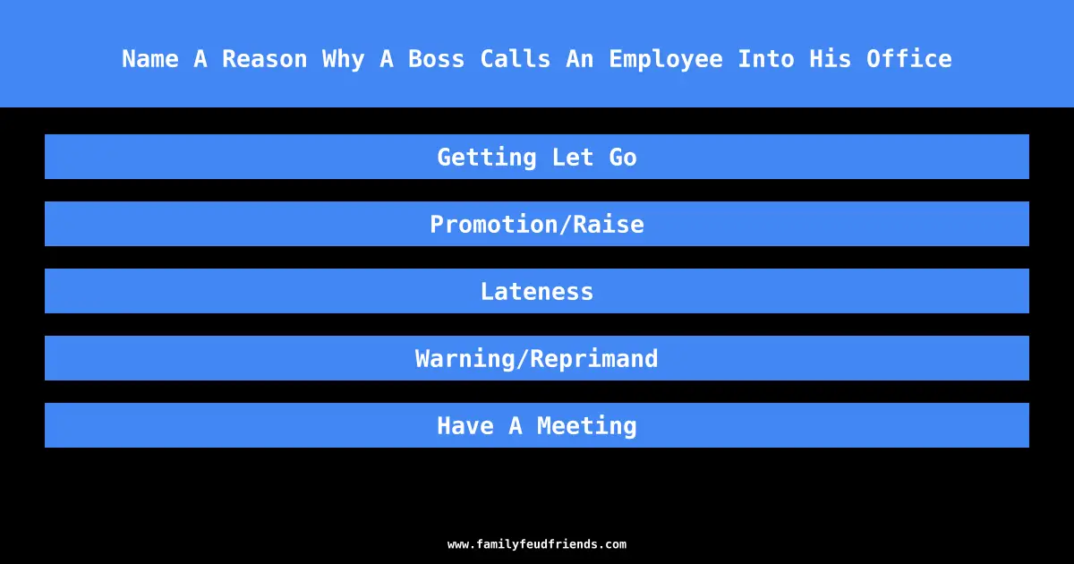 Name A Reason Why A Boss Calls An Employee Into His Office answer