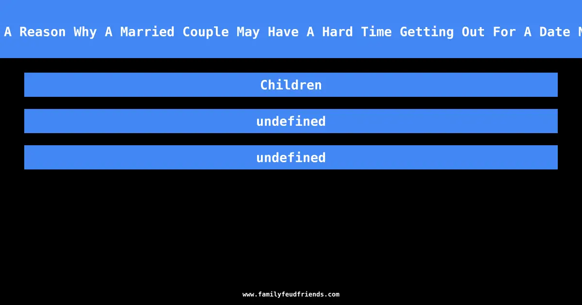 Name A Reason Why A Married Couple May Have A Hard Time Getting Out For A Date Night answer