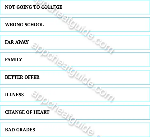 Name a reason why a student might walk away from a scholarship. screenshot answer