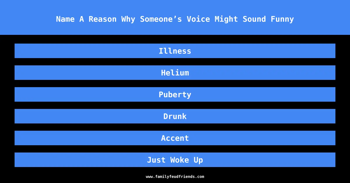 Name A Reason Why Someone’s Voice Might Sound Funny answer