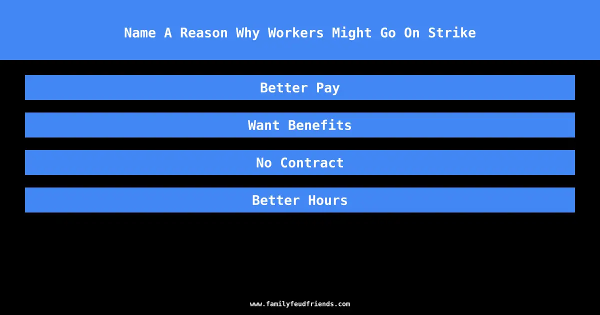 Name A Reason Why Workers Might Go On Strike answer